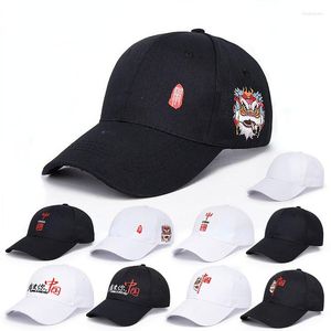 Gorras de béisbol 2023, sombrero de viento chino para hombres, gorra de béisbol bordada de león de baile de marea nacional, marca de tendencia, Hip Hop, verano femenino