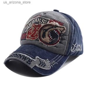 Ball Caps 2024 Nouveau homme en difficulté pour hommes en difficulté Baseball Hat Womens Back Hat Bone Bone Shark Wash Denim Pêche papa Gorras Hombre Q240425