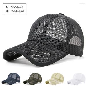 Gorras de bola 56-62 cm gorra de verano para hombres mujeres net camionero sombrero malla transpirable deportes sol tamaño grande béisbol visera sólida ajustable