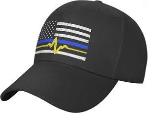 Casquettes de baseball 911 Dispatcher Thin Blue Gold Line Chapeaux pour hommes femmes adolescents Casquette de baseball réglable vintage Chapeau de camionneur ajusté noir