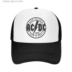 Ball Caps AC DC Rock Roll Truck Driver chauffeur Mens Mens Fashion Tamin Driver chauffeur Sun Sun Polyester Mesh Baseball Hat Summer Q240408