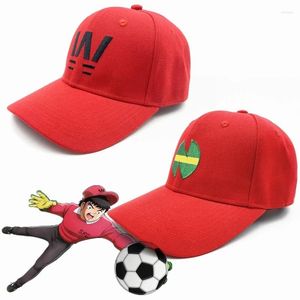 Gorras de bola Anime Capitán Tsubasa Escuela primaria Cosplay Wakabayashi Genzo Rojo Casual Gorra de béisbol Adulto Unisex Deporte Bordado Sombrero