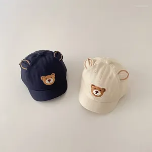 Gorras de bola Sombrero de bebé Oso de dibujos animados Orejas pequeñas Niños lindos Gorra de béisbol de ala corta Protector solar coreano Niños al aire libre Sol