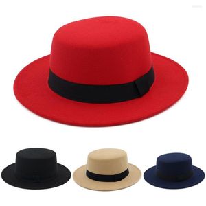 Gorras de bola Sombreros de béisbol para mujeres de moda para mujer de ala ancha de lana plana superior sombrero de fedora gorra de fiesta banda hombres