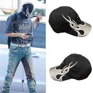 Gorras de béisbol Kanye west Flame Gorras de pesca para hombres Sunhat Cap Skateboards Kpop Summer Casquette Sombreros negros para mujeres Blue Snapback J230421