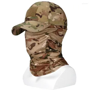 Gorras de bola Sombreros de camuflaje para hombres con sol refrescante UV Balacalava Mascarilla facial Sombrero de caza táctico militar Correr Senderismo Gorra de béisbol