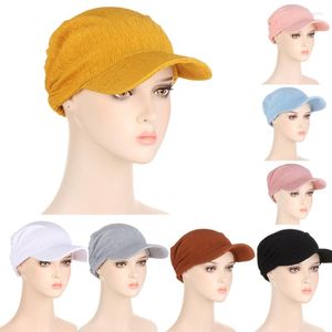 Gorros de bola Visera de color caramelo Sombrero para el sol Enfermería Protector solar Turbante Hijab Chemo Headwear Turbantes para uso diario