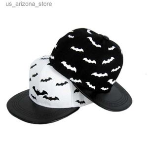 Ball Caps Childrens Cool Bat Match Hip Hop Hat Summer Summer Boys and Girls Street Dance Flat Protection Sun Baseball Hat en cuir Brim F54 Q240425