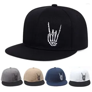 Gorras de bola Creativo Cráneo Mano Hueso Plano Sombrero Hombres Hip-Hop Street Tendencia Empalme Cool Snapback Sombreros Mujer Deportes al aire libre Béisbol