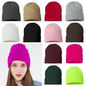 Gorras de béisbol Cuff Beanie Jersey Hat Invierno Cálido Casual Skull Ski Hombres y mujeres Versión coreana para mantenerse sólido