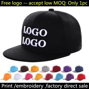 Casquettes de balle Logo personnalisé broderie bord plat Snapback chapeaux adulte décontracté acrylique sport chapeau femmes hommes Tennis pêche CapsBall