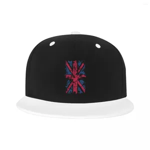 Casquettes de baseball Personnalisé Vintage Union Jack Drapeau En Détresse Casquette De Baseball Plat Extérieur Snapback Hommes Femmes Grande-Bretagne Royaume-Uni Hip Hop Papa Chapeau