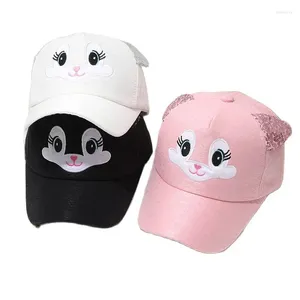 Ball Caps Doit 2024 Spring Summer Kids Gar garçons Cap Cap Basball Chapeaux Sequins Oreilles Cartoon Baby Sun Pepd Snapback