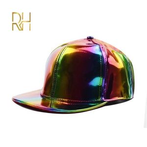 Gorras de bola Moda Unisex Plata Láser Gorra de béisbol Hombres Hip Hop Holográfico Casquette Mujeres Snapback Rainbow Basketball Hat RH264s