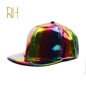 Gorras de bola Moda Unisex Plata Láser Gorra de béisbol Hombres Hip Hop Holográfico Casquette Mujeres Snapback Rainbow Basketball Hat RH295J