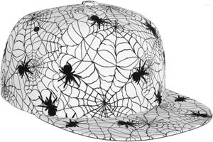 Ball Caps Halloween Spider Black and White Spiderweb Match Flat Bill Hat Unisexe Snapback Baseball Cap Hip Hop Style Visor B