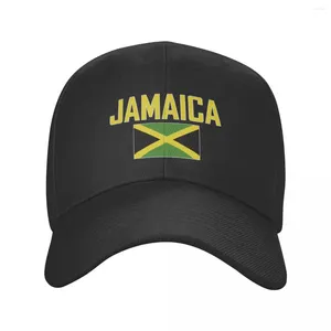Bola de pelota Jamaica Nombre del país con Flag Sun Baseball Baseball Men Atentable Ajustable Mujeres Sombrero de fútbol al aire libre para obsequios
