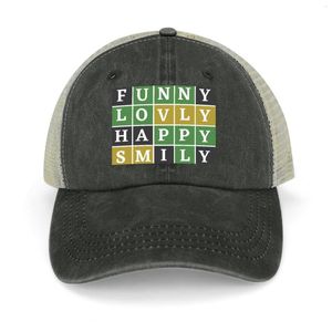 Casquettes de baseball Apprenez le bonheur grâce au jeu de puzzle Wordle - Profitez de Lovly Happy Smily Cowboy Hat Streetwear Garçon Enfant Femme