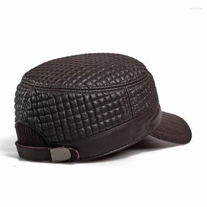 Casquettes de baseball hommes en cuir véritable chapeau mâle plat militaire adulte hiver chaud casquette en peau de mouton mode jeunesse loisirs chapeaux B9484