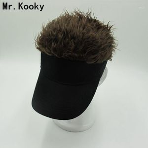Gorras de bola Mr.Kooky Moda Novedad Gorra de béisbol Fake Flair Hair Sun Visor Sombreros Hombres Mujer Toupee Wig Pérdida divertida Regalos geniales