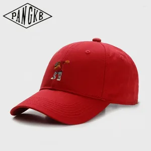 Casquettes de baseball PANGKB Marque DABBIN CREW CAP COURBÉ Cartoon Bear Baseball rouge pour hommes femmes adultes en plein air décontracté soleil réglable Snapback chapeau