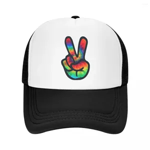 Gorras de bola Paz Mano Tie Dye Dedos Diseño Trucker Hat Hombres Mujeres Personalizado Ajustable Unisex Gorra de béisbol Snapback al aire libre