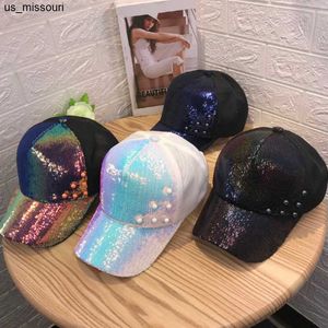 Gorras de béisbol Snapbacks Tendencias de moda Verano Mujer Gorra de béisbol De moda Sombrilla Sombrero Lentejuelas Brillo Gorra de béisbol Contratada Gorra de diseño J230520