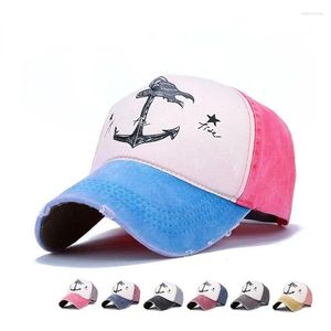 Gorras de bola Primavera Otoño Parejas Sombrero para hombre y mujer Béisbol de algodón puro Hacer viejo barco pirata Ancla Sombreros de marca 5 colores