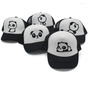 Gorras de bola Verano Dibujos animados Panda Patrón Net Cap para niños Niños Malla Casquette de béisbol 5 Panel Snapback Gorras Sunhat Sunshade Hat