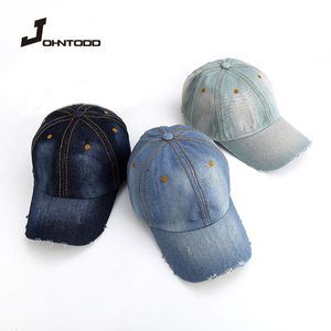 Casquettes de balle unisexe solide Denim hommes femmes Casquette de Baseball blanc lavé Jean chapeau rétro Casquette chapeaux réglables 230727