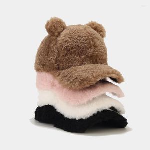 Casquettes de baseball hiver mode en peluche chaud casquette de Baseball fille mignon ours oreilles Kpop femmes hommes hommes chapeaux vêtements accessoires