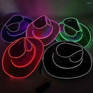 Gorras de bola Disco inalámbrico Luminoso LED Novia Cowgirl Sombrero Colorido Luz brillante Hip Hop Bachelorette Flashing Neon Western Cowboy