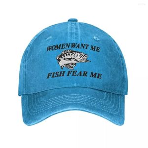 Bola de bolas mujeres me quieren pescado miedo pescando unisex estilo béisbol gorra de algodón angustiado actividades al aire libre sol