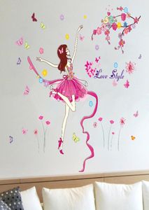 Ballet Cartoon Wall Sticker Girl Dancing Elven Fairy Wall Decoration For Sofa Fond Children Bail3377248