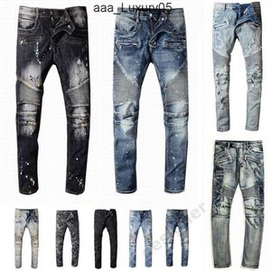 Ballmain Balman Denim-Jeans, neueste Herren-Designer-Jeans, Distressed Ripped Biker Slim Fit, Motorrad-Biker-Denim für Herrenmode, schwarze Hose YFY7
