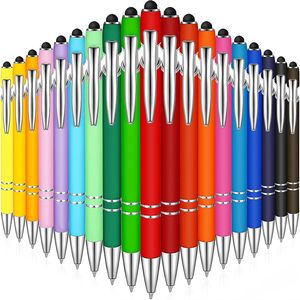 Stylo à bille avec pointe de stylet, stylo à bille tactile, stylo en métal à clic doux, pointe moyenne de 1.0mm, encre noire