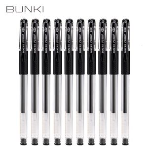 Bolígrafos 10pcsset Gel Ink Pen Roller Ball Pen Set Suministros de oficina Negro Azul Tinta roja Color 0.5mm Bolígrafo Estudiantes Papelería escolar 230620