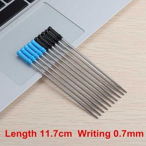 Stylos à bille 6PCS / LOT Genkky Pen Recharges Longueur 11.7cm Point d'écriture 0.7mm Encre Noir Bleu Balle Métal Recharge Pour L'école Office1