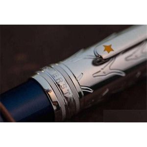Bolígrafos Promoción al por mayor Petit Prince Blue and Sier Pen / Roller Ball Exquisita papelería de oficina 0,7 mm para regalo de Navidad Dh9Qp