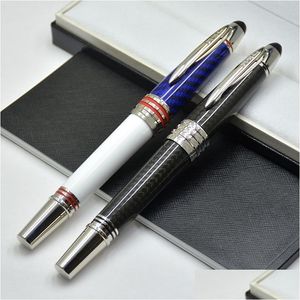 Bolígrafos al por mayor Top Luxury JFK Pen Edición limitada John F. Kennedy Fibra de carbono Rollerball Fuente Escritura Oficina Escuela S DHexp