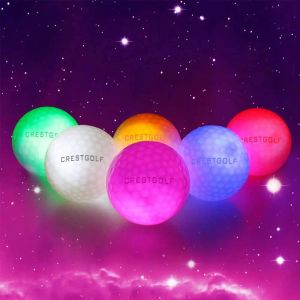 Balls 20pcs / lot Crestgolf Glow Golf Ball pour la nuit dans Dark Light Up LED Golf Ball Six Color Couleur mixte plus brillante