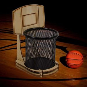 Bolas DIY Office Pen Holder Basketball Stand Pen Holder Basketball Fan Entertainment Soporte de baloncesto de madera Regalo Pen Holder 230608