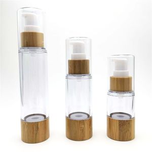 Bouteille d'emballage cosmétique en bambou 15 ml 30 ml 50 ml bouteilles vides de pompe à vide sans air pour maquillage crème sérum lotion soins de la peau JL1810