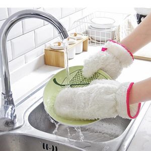Gants de lavage de vaisselle à l'huile antiadhésifs en fibre de bambou, brosse de nettoyage de cuisine, bol étanche, cuisine robuste et chauffée pour la maison