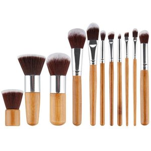 Ensemble de pinceaux de maquillage en bambou cosmétiques Maquiagem professionnel 11 pièces Kit de pinceaux cosmétiques de haute qualité brosse DHL gratuit