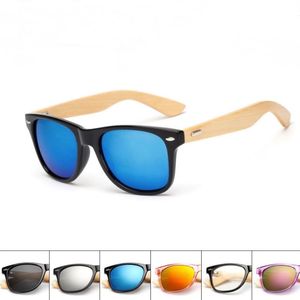 Lunettes de soleil en bambou faites à la main voyageur lunettes de soleil cadre en plastique temples en bois uv400 verres miroir LOGO gravé en gros