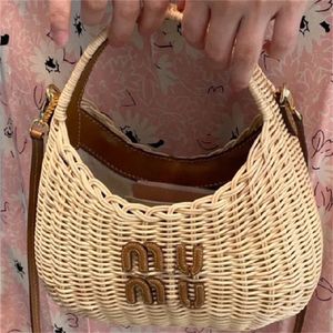 Bambú tejido Hobo bolsos mujer diseñador Wander bolsos de hombro Crossbody verano playa paja monedero señora embrague Totes Mu bolso de ganchillo