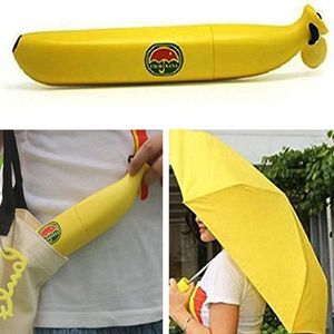 Banane Parapluie Pluie Enfants Enfants Pliant Coupe-Vent Anti-UV Pluie Soleil Parapluie avec Banane Forme Boîte En Plein Air Pliable Parapluie