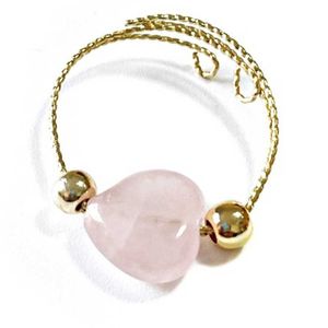 Anillos de corazón de banda, anillo de cristal de cuarzo rosa curativo de ágata de cristal Natural para mujer