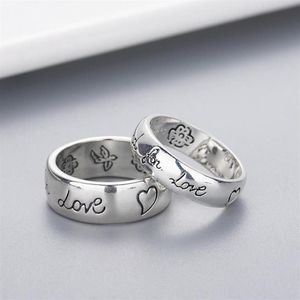 Band ring Vrouwen Meisje Bloem Vogel Patroon Ring met Stempel Blind voor Liefdesbrief mannen Ring Cadeau voor Liefde Paar sieraden w294243m